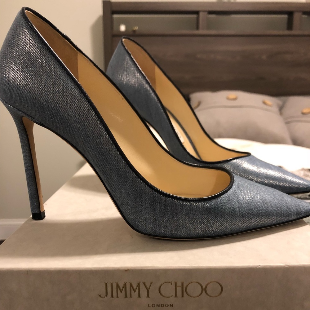 Jimmy Choo Romy Washed Denim 100mm Pump